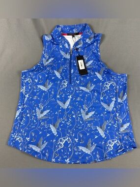 Greyson Womens Golf Shirt SLVLS Vesta Mock Neck Logo XL Zuma Polyester MSRP $120